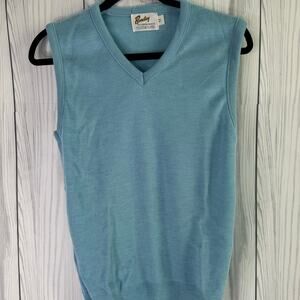 Vintage Barclay Sweater Vest Men’s Medium Blue Acrylic Poly Blend Grandpa Preppy